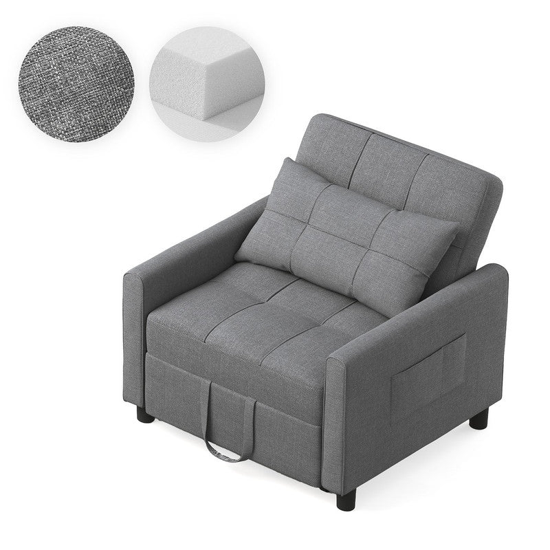 Canapé-lit convertible 3 en 1 avec réglage ajustable, fauteuil-canapé avec lit escamotable, lit pliant convertible pour le salon