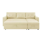 Canapé d’angle convertible et réversible avec lit escamotable, méridienne avec rangement dissimulé et pieds robustes