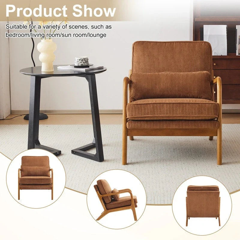 Tapicerowany fotel akcentowy w stylu mid-century modern