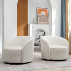 KINWELL 34 Wide Upholstered Swivel Accent Barrel Chair (Set of 2)