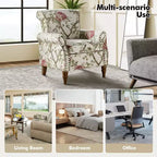 Araceli traditionele houten fauteuil met bloemenstof, hoge rugleuning met vleugels en siernagels| ART OF LIVING DESIGNS