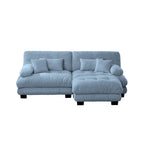 L-vormige loveseat, hoekbank van chenille met lendenkussens