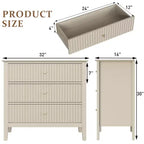Heynemo 3 Drawer Dresser, Painted 30 Inch Tall Wood Nightstand with Storage, Wide Modern Chest of Drawers with Ball Bearing Slide