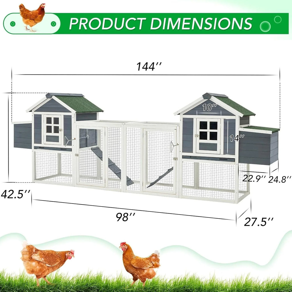 Grand poulailler en bois AECOJOY de 144' avec enclos