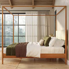 Harbor hemelbed voor kingsize bedden met gestoffeerd hoofdbord, blond/Swiss Coffee (MD2411-01)
