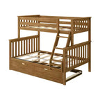 Max & Lily Solid Wood Bunk Bed, Twin over Full with Storage Trundle and Ladder for Kids