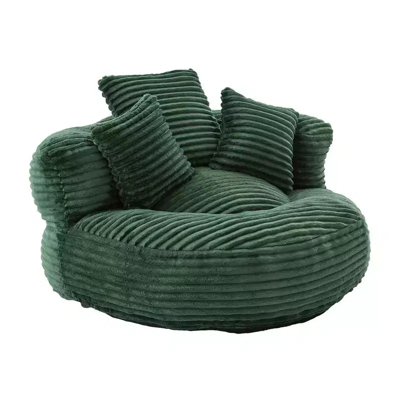 Sofa typu bean bag dla dorosłych i dzieci, duży fotel typu bean bag z sztruksu, 3 poduszkami i podłokietnikami do salonu lub sypialni