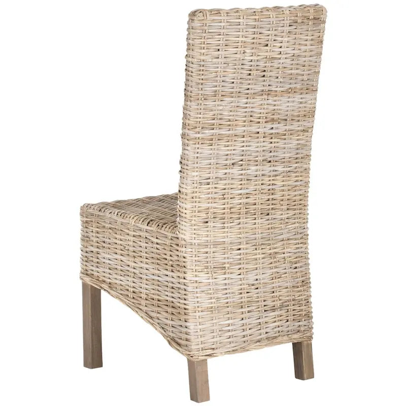 Set aus 2 Esszimmerstühlen aus naturbelassenem Rattan, 19W x 22D x 41H, Boho-Küstenstil