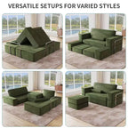 Modulares Cloud-Ecksofa, bequemes Cord-Ecksofa mit tiefer Sitzfläche und hohen Kissen, einfach zu montieren