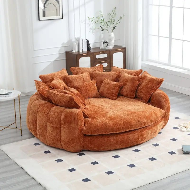 Comfortabele tweezits slaapbank met afgeronde rugleuning, extra grote slaapbank met armleuningen