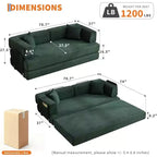 Rozkładana sofa 5 w 1, modułowa sofa do spania z sztruksu o szerokości 78.8 i solidnym stelażu, wielofunkcyjny futon do małych pomieszczeń, salonu i pokoju gościnnego