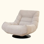 Fauteuil d'appoint pivotant en tissu chenille jaune capitonné