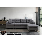 Wohnlandschaft mit L-förmiger Chaiselongue und Getränkehalter