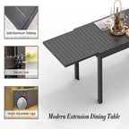 Okak Esstisch, ausziehbarer Gartentisch aus Aluminium, Küchentisch für das Esszimmer
