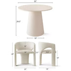 Kleines Esszimmerset für 2 Personen, beige gepolsterte Stühle, runder Esstisch mit Säulenfuß, kompakte moderne Küchenmöbel-Panipeachy