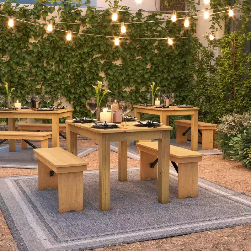 Flash Furniture, rechteckiger Farm-Esstisch aus massivem Kiefernholz, 46 x 30