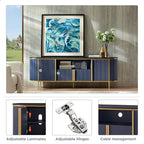 Modern Luxury TV Stand, Entertainment Cente, with Faux Marble Top