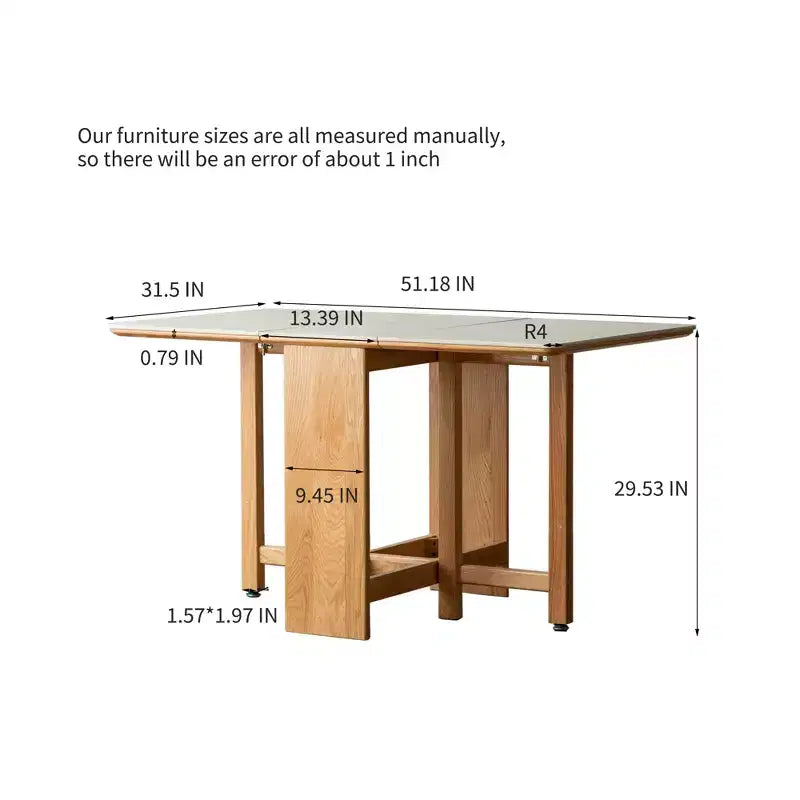 GDFStudio Agatha moderne massief houten klaptafel voor 4-6 personen met blad van natuursteen