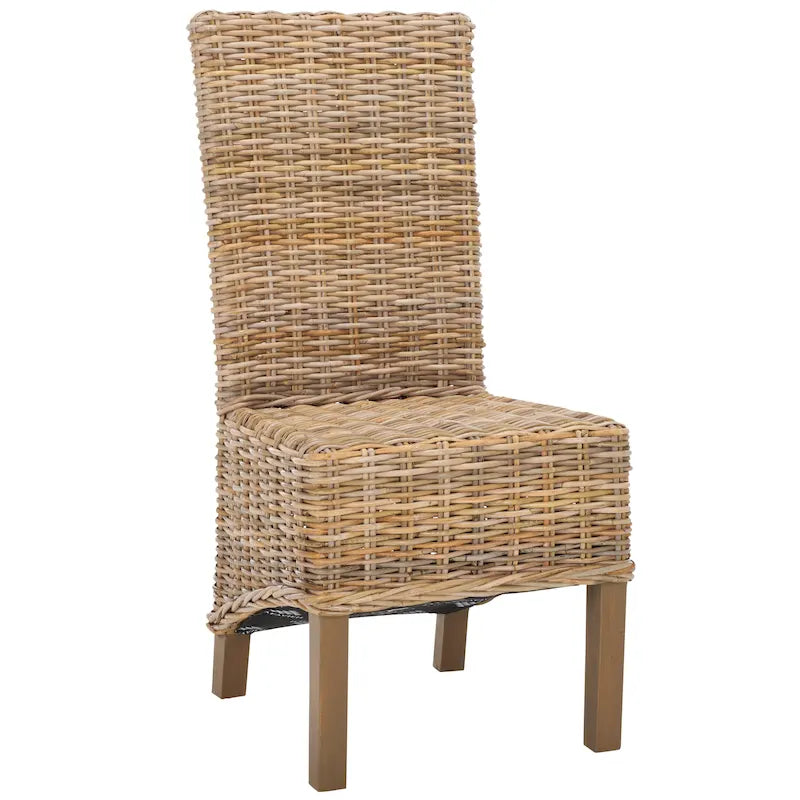 Set aus 2 Esszimmerstühlen aus naturbelassenem Rattan, 19W x 22D x 41H, Boho-Küstenstil