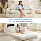 Mjkone 71'' 2-in-1 Convertible Futon Sofa Bed, Corded Fabric Foldable Tufted Buttons Loveseat Sleeper Sofa,Space-Saving