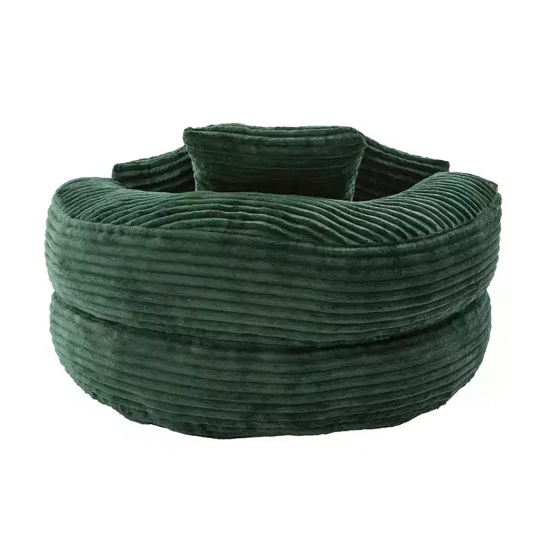 Sofa typu bean bag dla dorosłych i dzieci, duży fotel typu bean bag z sztruksu, 3 poduszkami i podłokietnikami do salonu lub sypialni