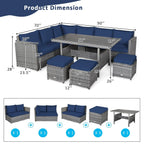 Costway 7-delige diningset van rotan voor het terras, modulaire bank, sofa en voetenbank - bekijk de details