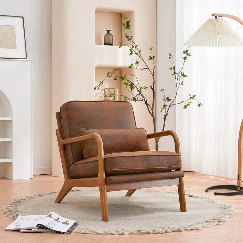 Tapicerowany fotel akcentowy w stylu mid-century modern
