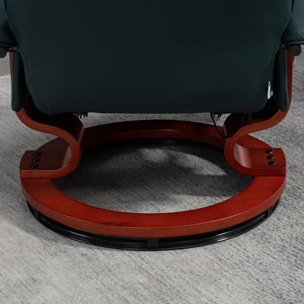 HomCom verstelbare handmatige relaxfauteuil van imitatieleer met draaivoet en comfortabele, ontspannende voetensteun