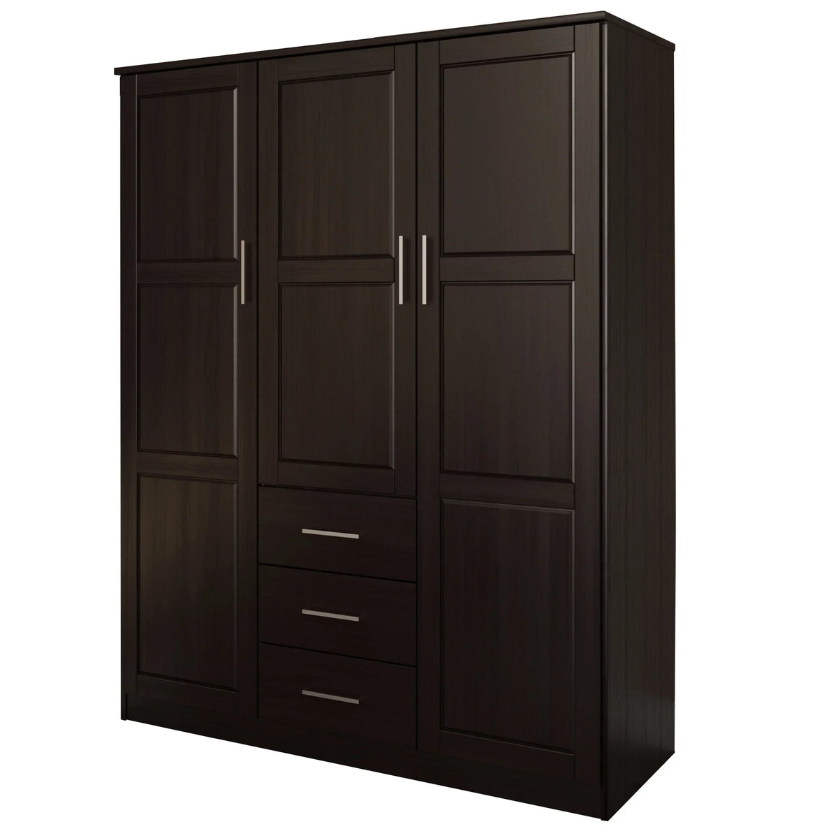 Palace Imports Cosmo-kledingkast met 3 deuren van 100% massief hout, met deuren van massief hout of spiegeldeuren