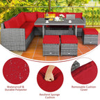 Costway 7-delige diningset van rotan voor het terras, modulaire bank, sofa en voetenbank - bekijk de details