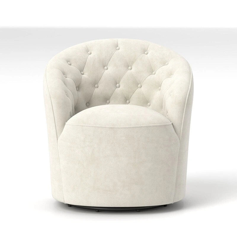 Lot de 2 fauteuils tonneaux modernes pivotants à 360 degrés, revêtement en velours et dossier capitonné à boutons SEYNAR