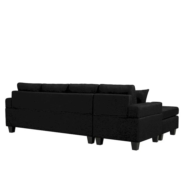 Wohnlandschaft mit L-förmiger Chaiselongue und Getränkehalter