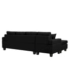 Wohnlandschaft mit L-förmiger Chaiselongue und Getränkehalter