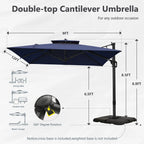 MAISON ARTS parasol boczny 12 FT z automatycznym podnośnikiem hydraulicznym, aluminiowym masztem i obrotem o 360 stopni