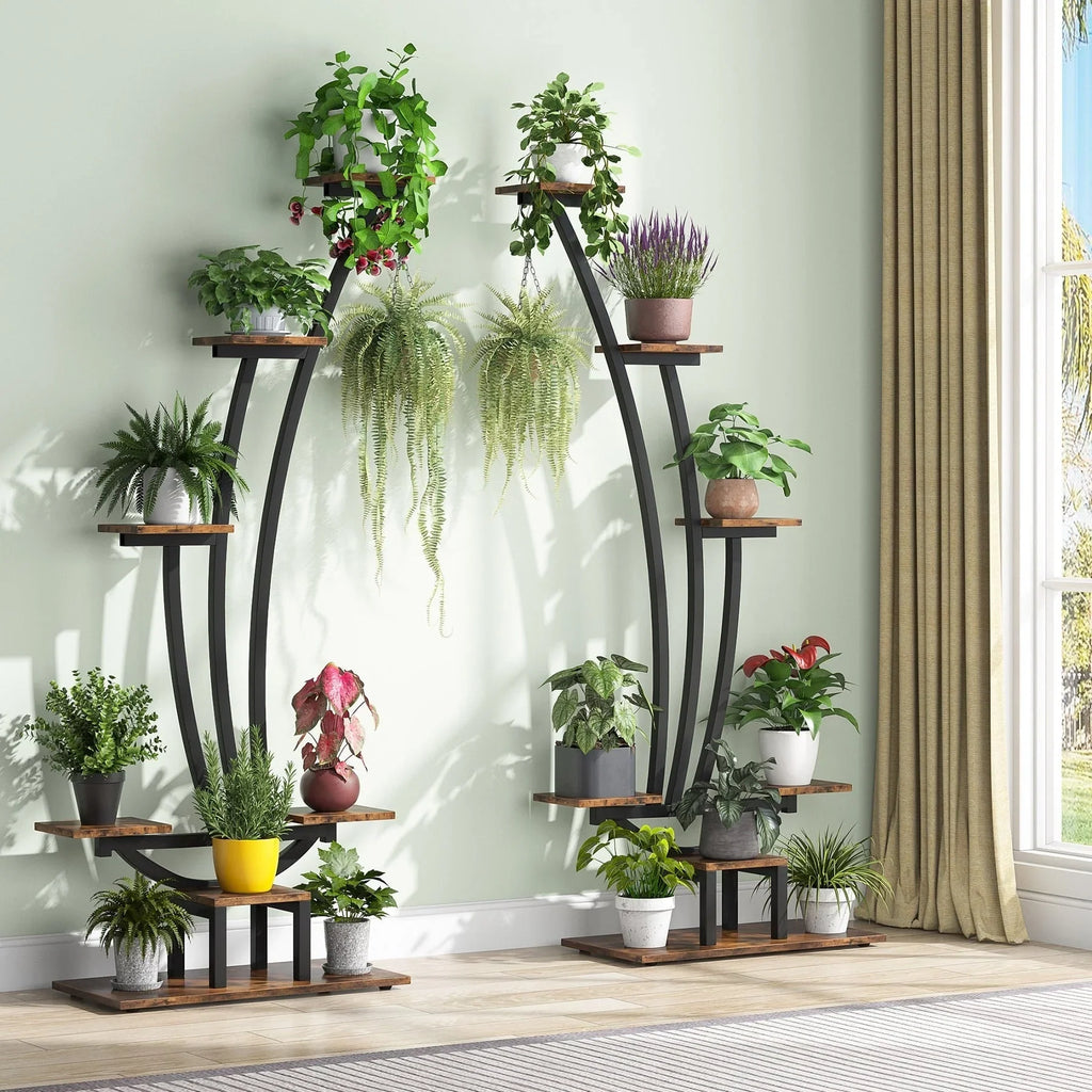 Pflanzenständer für Innenräume, sechsstufiges Blumenregal für Haus und Garten - 2er-Set