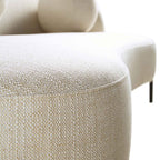 Gebogen driezitsbank met bolvormige kussens, beige linnenmix