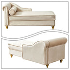 Elegante Franse chaise longue met fluwelen bekleding, opbergruimte en een kussen