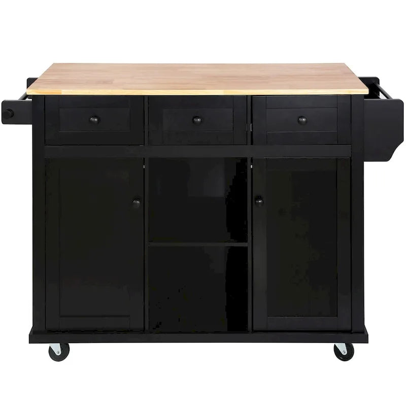 Küchenwagen mit ausklappbarer Arbeitsplatte aus Kautschukholz