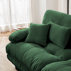 L-vormige loveseat, hoekbank van chenille met lendenkussens