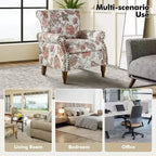 Araceli traditionele houten fauteuil met bloemenstof, hoge rugleuning met vleugels en siernagels| ART OF LIVING DESIGNS