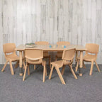 Prostokątny zestaw stołu do zabawy z regulowaną wysokością i 6 krzesłami Emma and Oliver, z tworzywa sztucznego, 23.625W x 47.25L