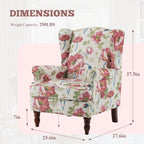 Erommy moderne fauteuil, fauteuil met hoge rugleuning, gestoffeerde eenzitsbank met knopen en houten poten voor de woonkamer