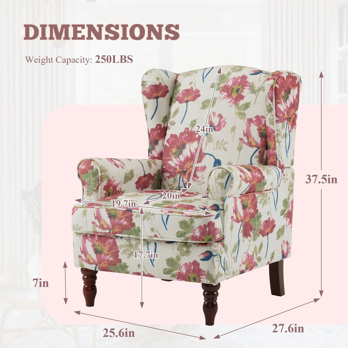 Erommy moderne fauteuil, fauteuil met hoge rugleuning, gestoffeerde eenzitsbank met knopen en houten poten voor de woonkamer