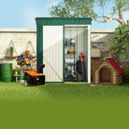 Metalen tuinschuur voor buitenopslag met afsluitbare deur voor tuinmeubels en gereedschap
