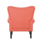 Erommy moderne fauteuil, fauteuil met hoge rugleuning, gestoffeerde eenzitsbank met knopen en houten poten voor de woonkamer