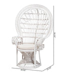 Moderner Boho-Pfauensessel Kallima aus weißem Natur-Rattan