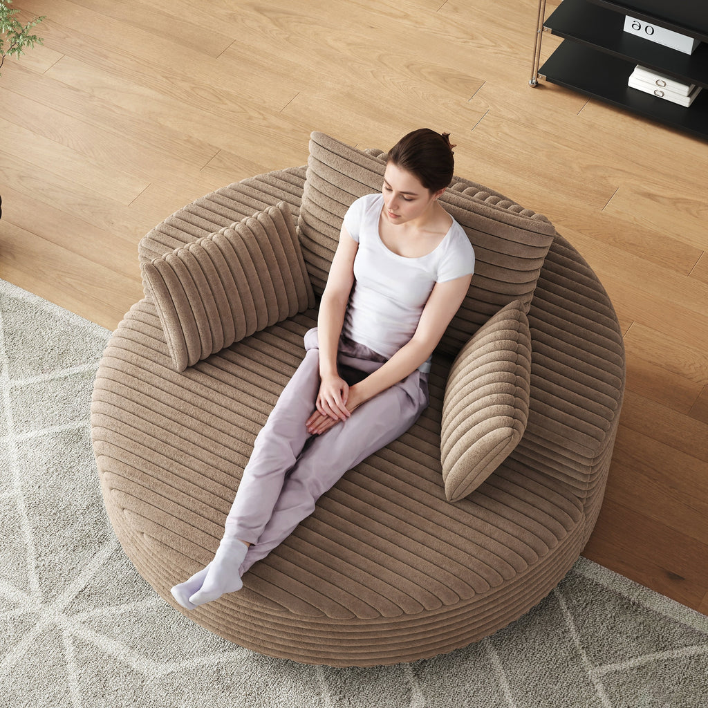 Draaifauteuil voor één persoon van corduroy, chenille en schuim