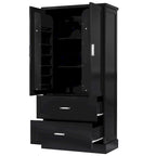 Hoher Badezimmerschrank mit zwei Türen und Schubladen, verstellbarem Einlegeboden und MDF-Platte
