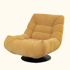 Fauteuil d'appoint pivotant en tissu chenille jaune capitonné