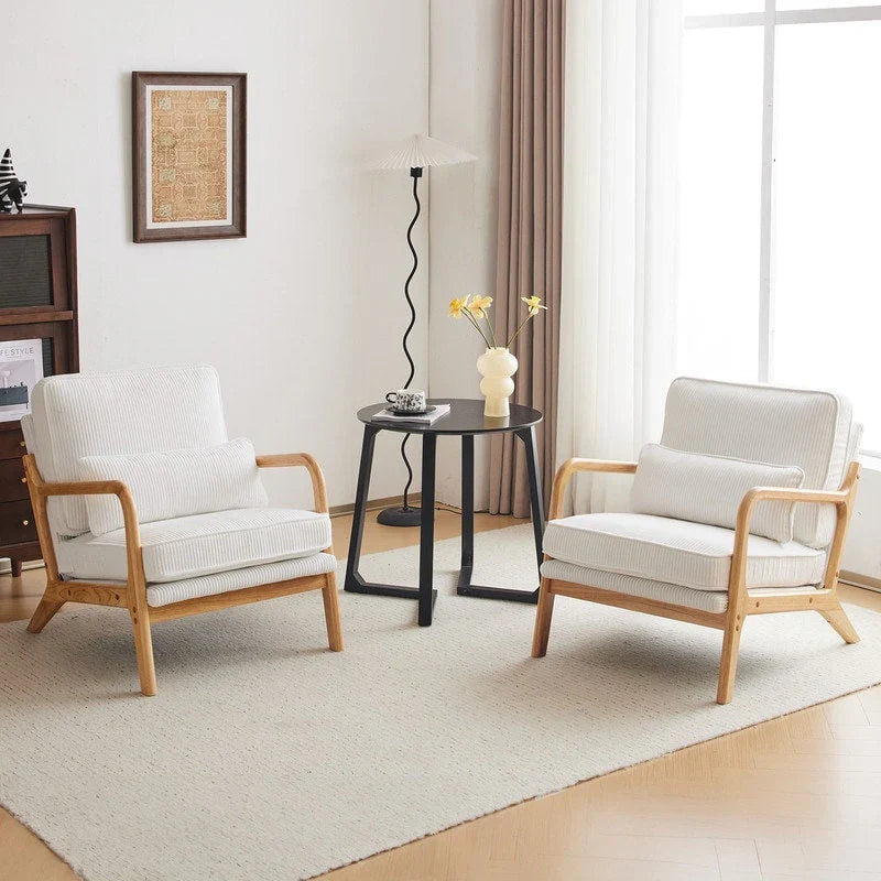 Tapicerowany fotel akcentowy w stylu mid-century modern